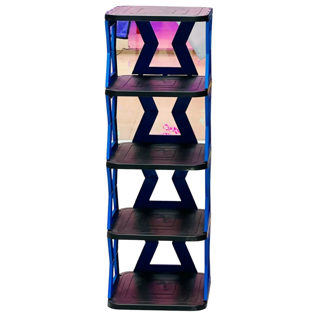 X-Shaped 5-Tier Shoe Rack, Durable Plastic, Space-Saving Home Storage