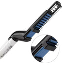 Hair & Beard Straightener Comb, Ceramic Heated Brush, Daily Grooming for Men