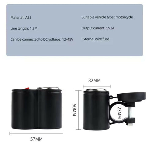 Motorcycle Handlebar Phone Charger