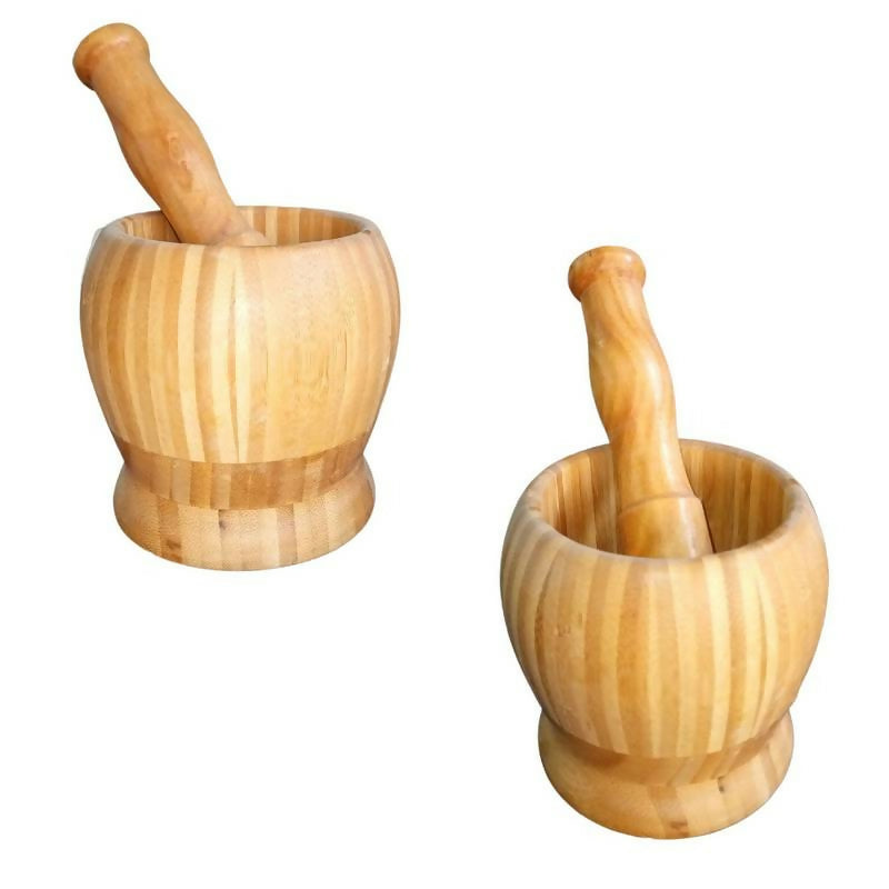 01 Set Wooden Pestle and Mortar For Crushing | Woden chattu watta for Grinding Nuts Dates and other Ingredients