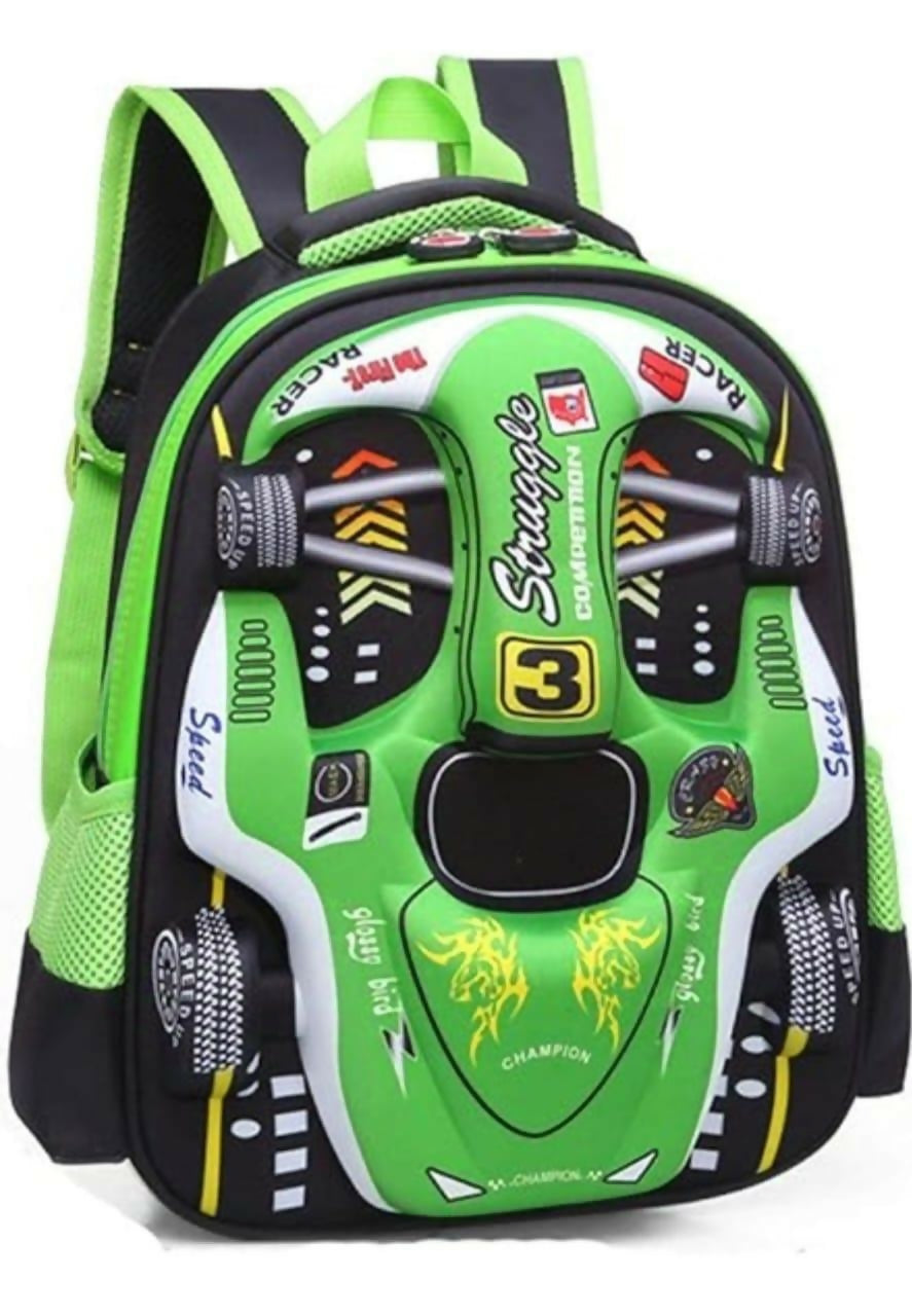 Kids Racing Car Nylon Backpack | Lightweight School Bag for Boys & Girls | Durable Travel & Casual Backpack (Blue)