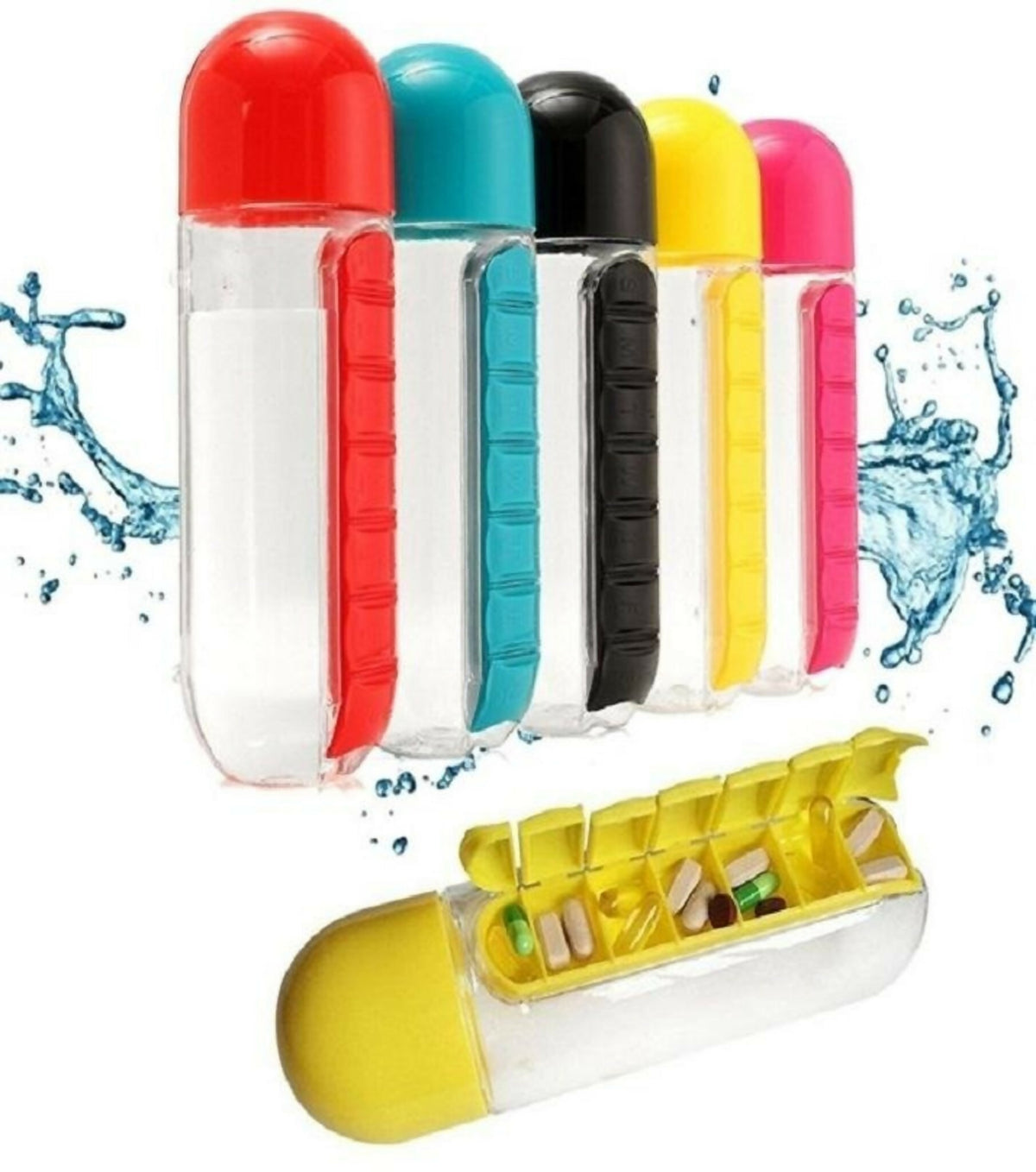 2-in-1 Medicine Organizer with Water Bottle
