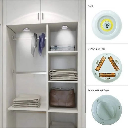 LED Cabinet Light Remote Control Set – 3 Wireless Cell Operated Tap Lights with Dimming & 30 Mins Timer Modes