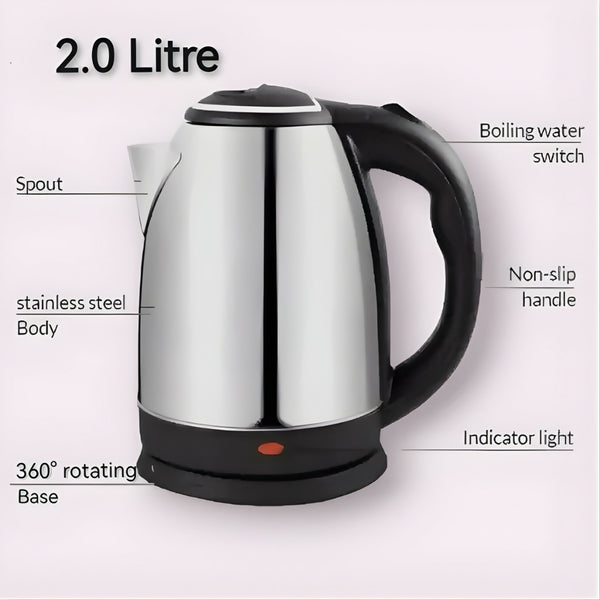 Automatic Electric Kettle, 2.0L Fast Heating Stainless Steel Body, for Home & Office