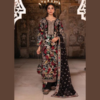 Unstitched Suit, Black Luxury Lawn Collection & Pure Lawn Fabric, for Women