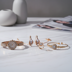 Midnight Elegance Rose Gold Jewelry Set