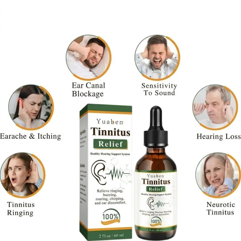 Yuaben Tinnitus Relief Drops | Healthy Hearing Support System | Ear Care Drops for Ringing, Buzzing & Ear Wellness | 60ml Tinnitus Relief Drops