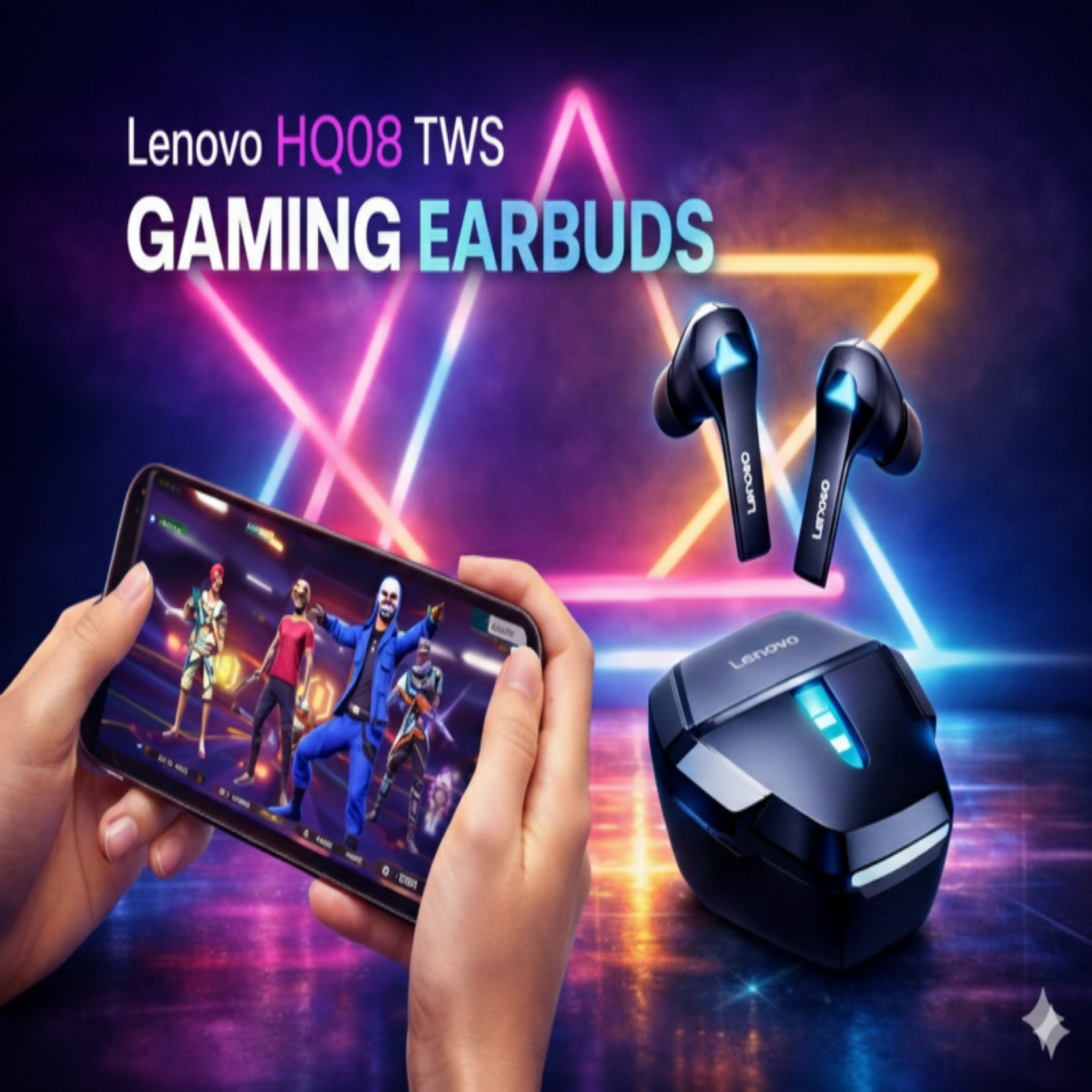 Lenovo HQ08 TWS Gaming Earbuds – Low Latency HiFi Sound Wireless Earphones | Original