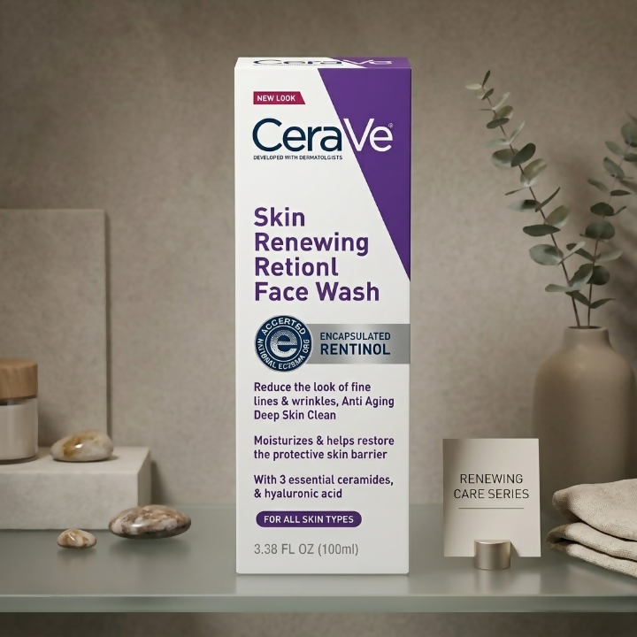 Renewing Retinol Face Wash – Anti-Aging Cleanser with Ceramides & Hyaluronic Acid for All Skin Types (100ml)