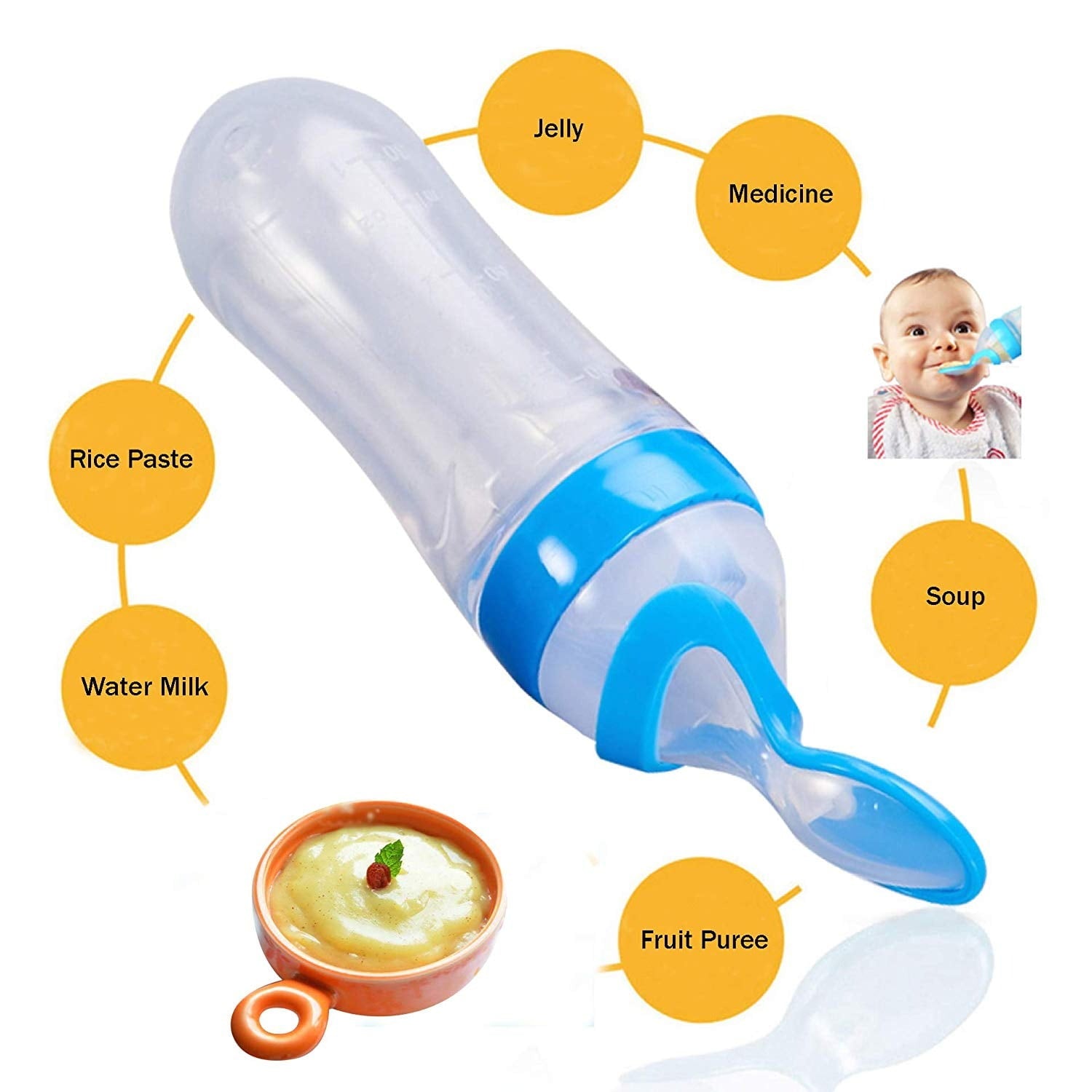 Baby Feeding Bottle With Spoon, Mess Free Feeder