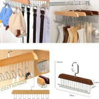 8 Hooks Wooden Clothes Hanger With Tie Rack Belt Hangers with 360°Rotating