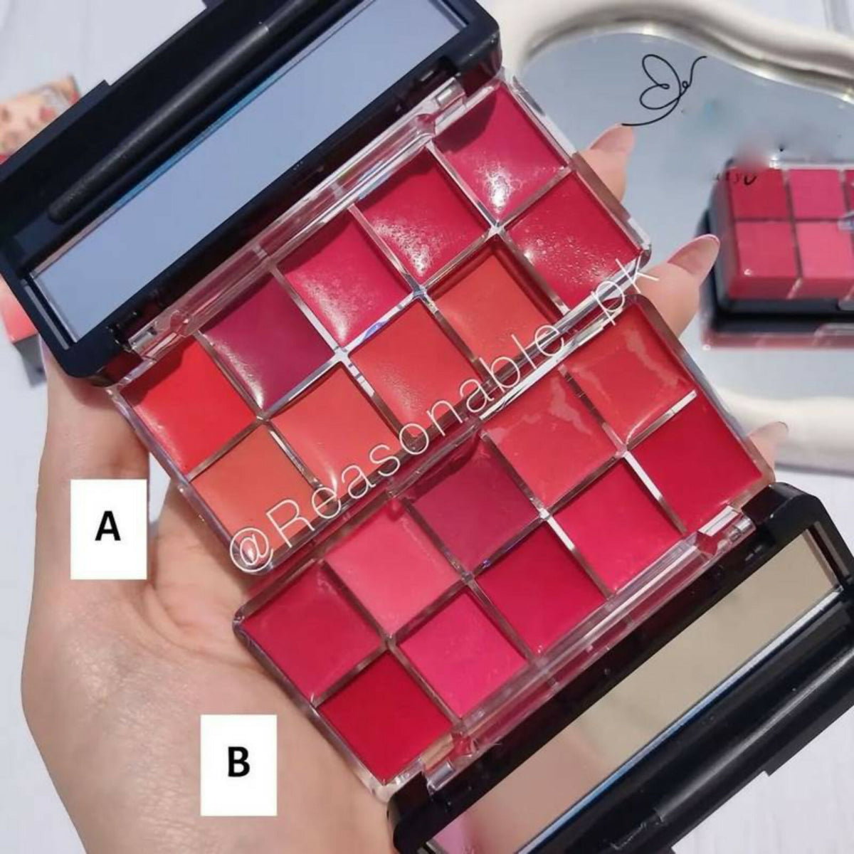 10-in-1 Lipstick & Blush Palette – Creamy Matte Lip & Cheek Makeup, Multi-Color