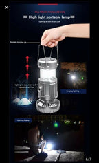 6 in 1 portable outdoor LED camping lantern with fan solar charge rechargeable light energy saving tent lamp flashlight