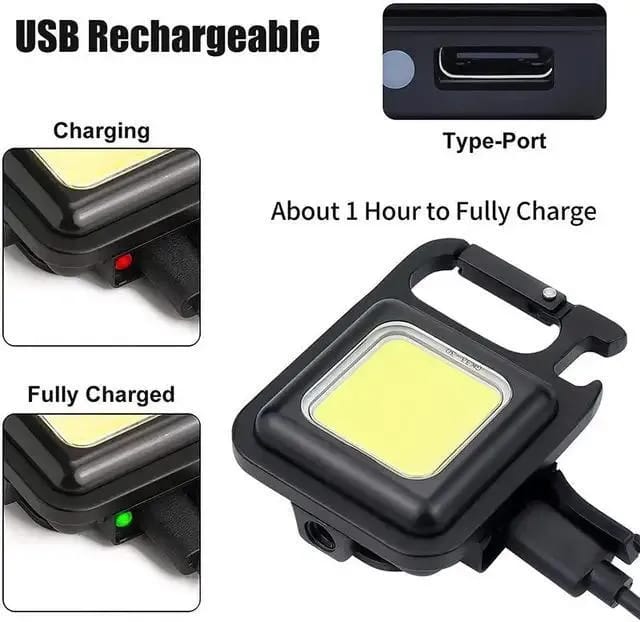 COB Rechargeable Keychain Light Mini LED Flashlight