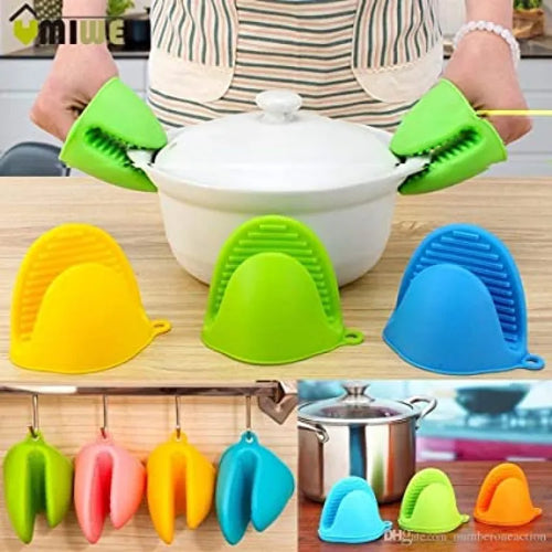 Silicone Pot Holder Oven Mitt Set Heat Resistant Kitchen Gloves