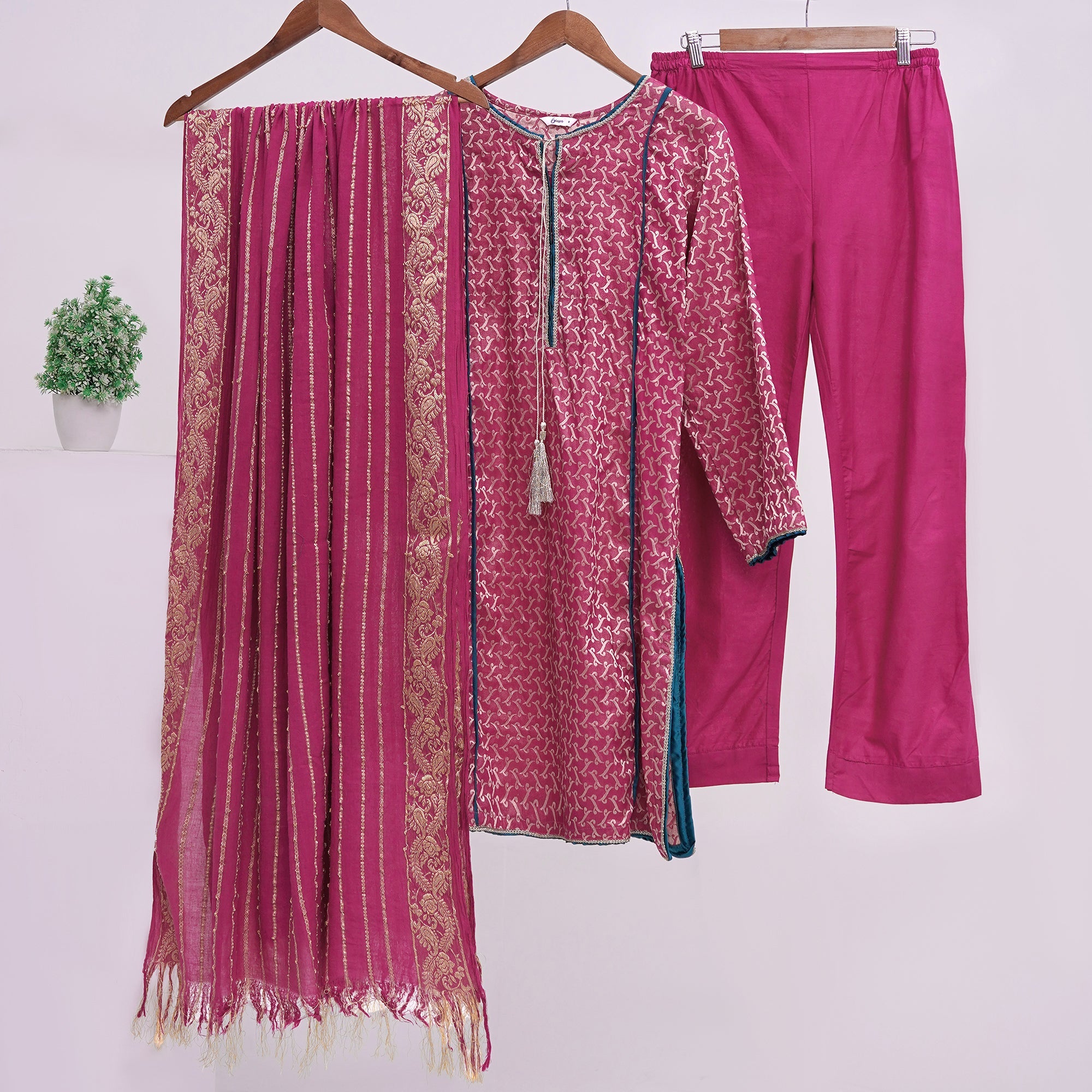 Hot Pink Lawn 3-Piece Suit