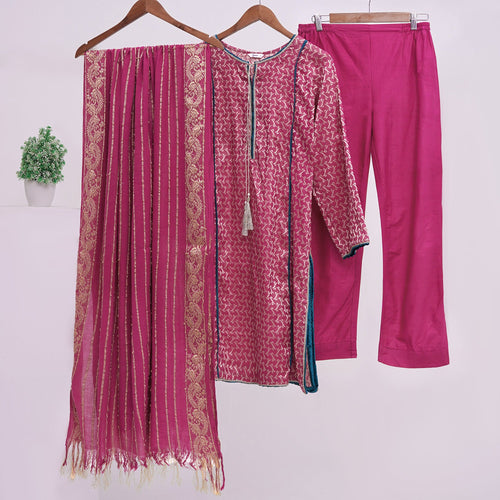 Hot Pink Lawn 3-Piece Suit