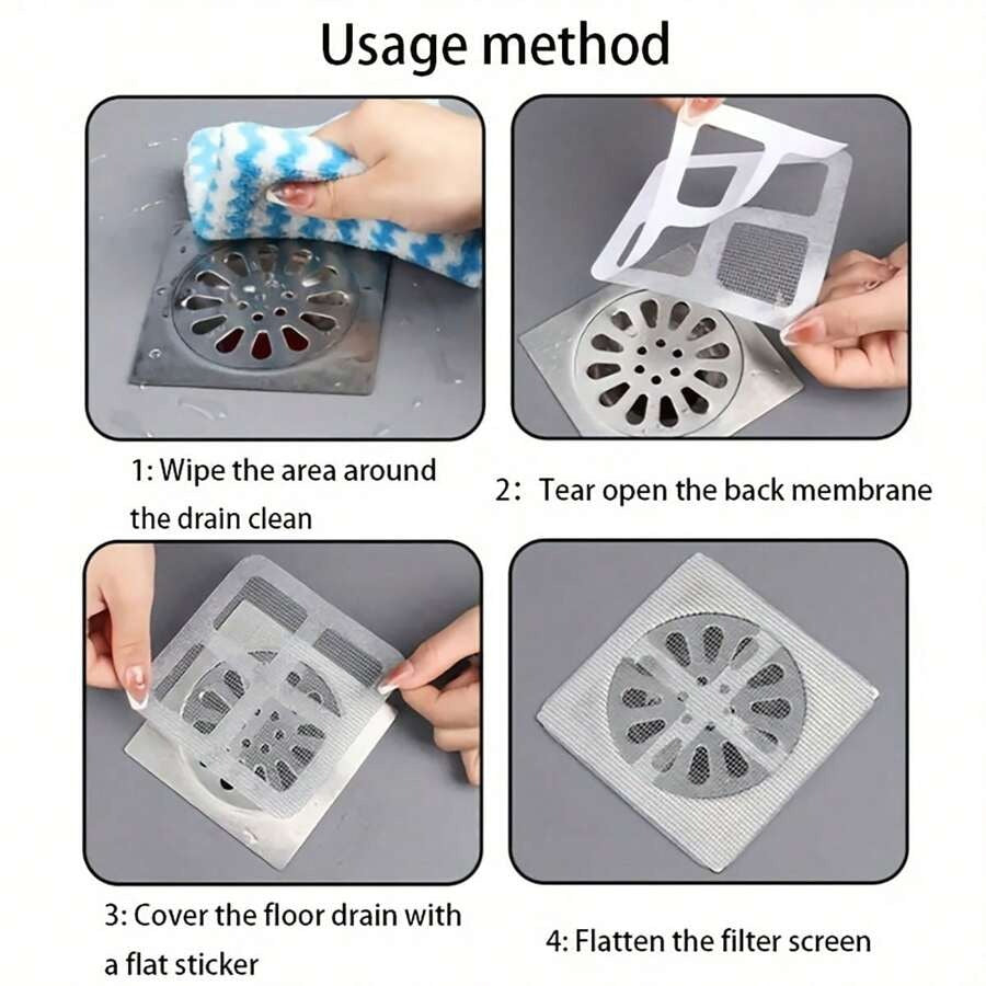 Disposable Drain Hair Catcher Stickers Pack Of 10 Multi Purpose Mesh Filter
