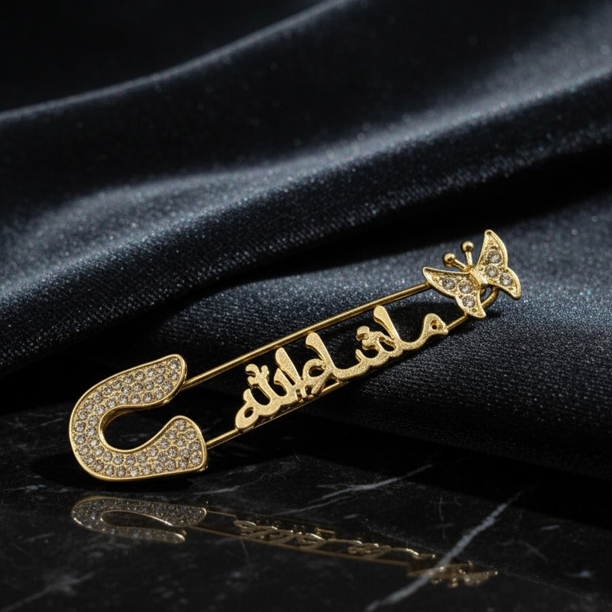 Golden Islamic Safety Pin Stylish And Durable Design