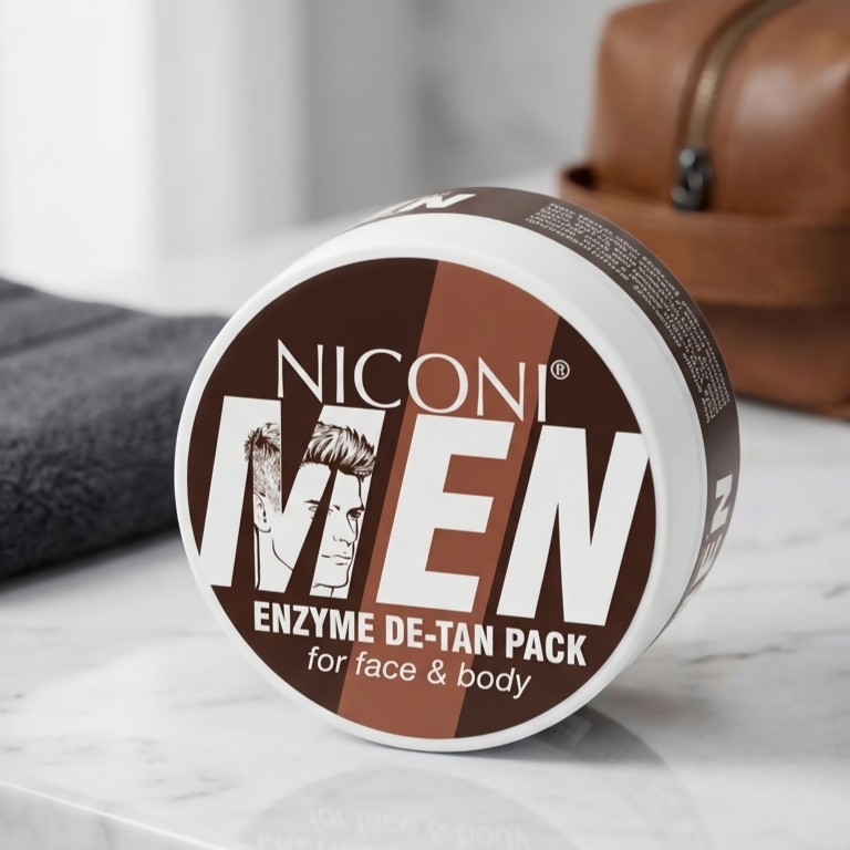 NICONI MEN Enzyme De-Tan Pack for Face & Body – Tan Removal & Skin Care Pack 120gm