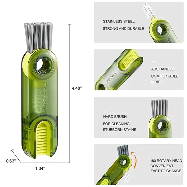 3 In 1 Silicone Cup Brush Set With Straw And Lid Cleaner