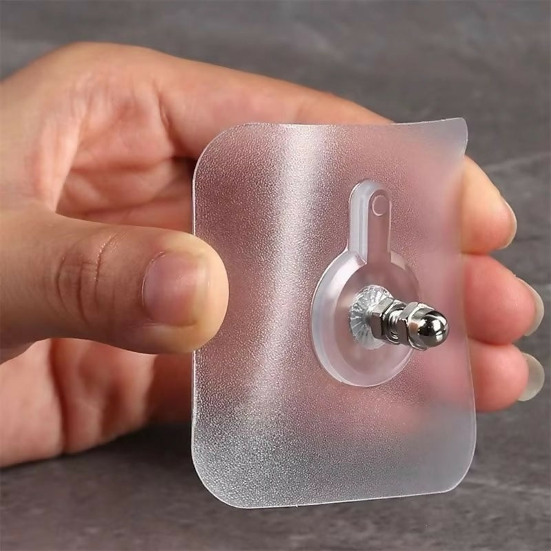 Transparent Self-Adhesive Wall Hooks Sticker – Strong Hold, No Drill, Damage-Free Hanging – Pack of 10