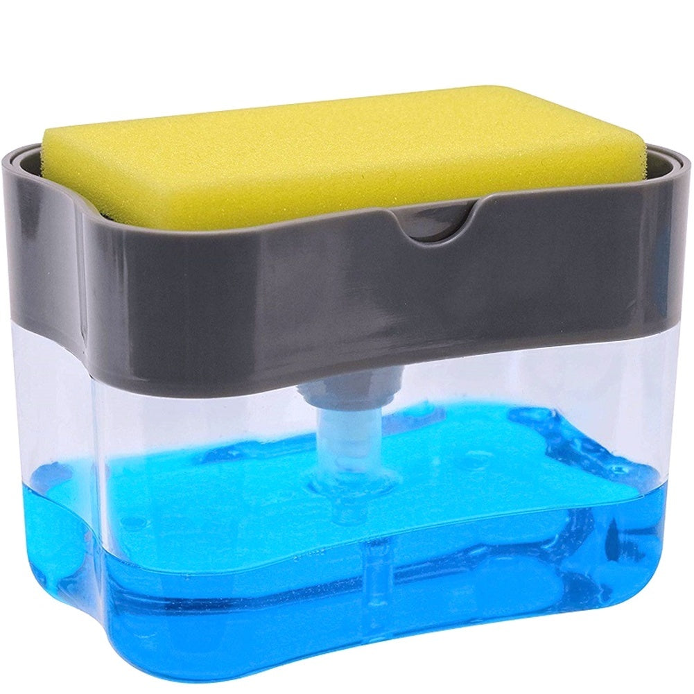 2-In-1 Soap Pump Dispenser With Sponge Holder For Kitchen Sink