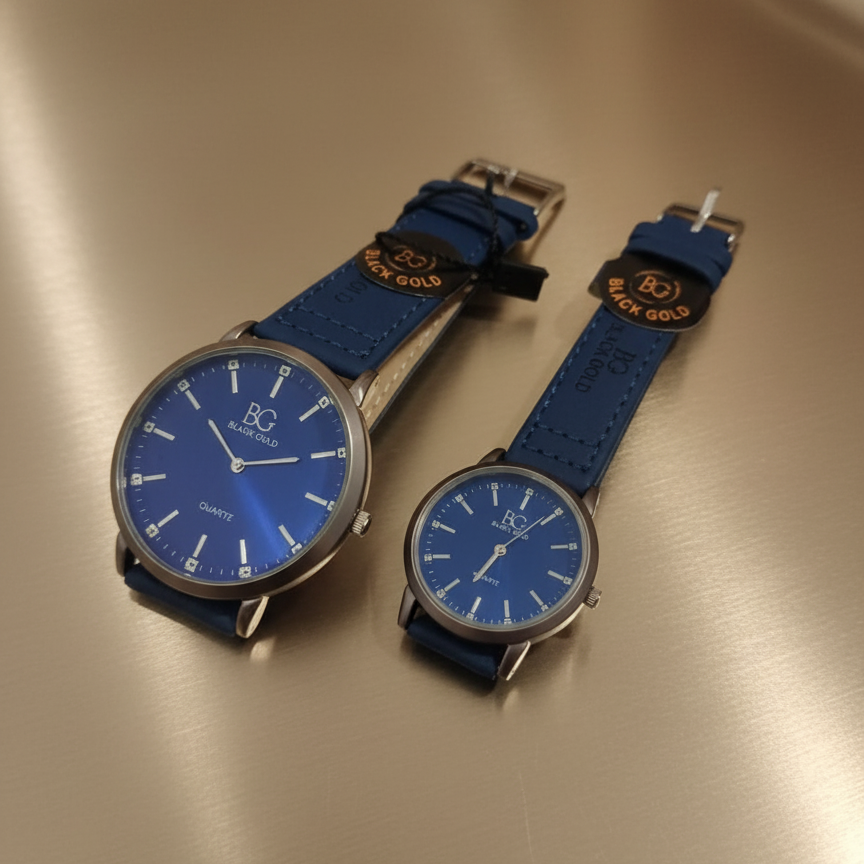 Pack Of 2 BG Couple Watches Matching Analog Wrist Watch Set
