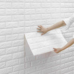 3D White Brick Wall Sticker Sheet 70x77cm Waterproof Self Adhesive