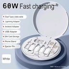 Multifunctional Data Cable Set 60W Fast Charging Cable for Android & Iphone (Random color)