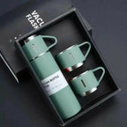 3-Cup 500ml Double-Wall Stainless Steel Vacuum Flask Set – Hot & Cold Travel Thermos