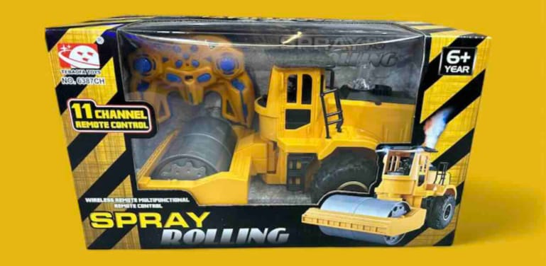 Remote Control Construction Machine Roller with Spray – Durable RC Toy