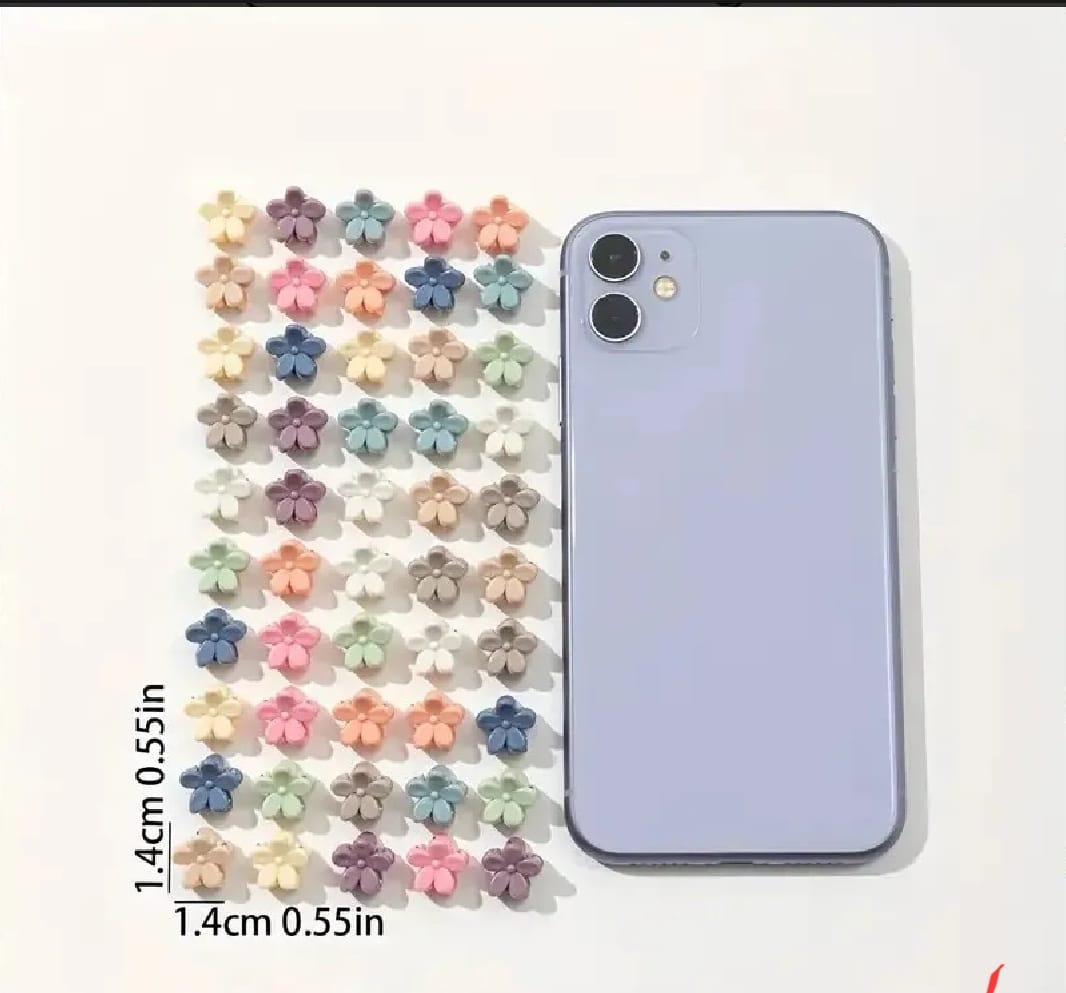 100 PCS Mini Flower Hair Claw Clips Colorful Cute Set for Kids