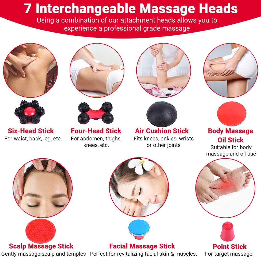 Massager, Handheld Electric with Heat and 7 for Body