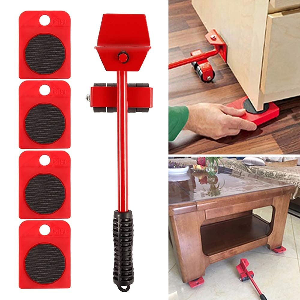 Heavy Duty Furniture Mover Tool Set, Lever Lifter & 360° Roller Sliders