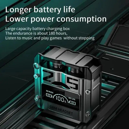 M25 Gaming Headset, Bluetooth 5.3 Low Latency Earbuds with LED Display Case