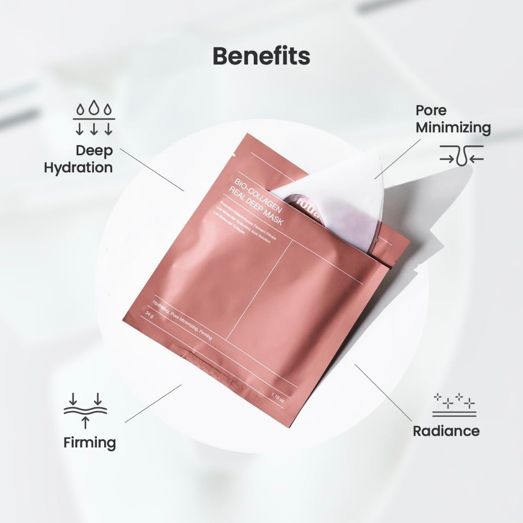 Collagen-based sheet mask adds extra moisture to your evening skincare routine.