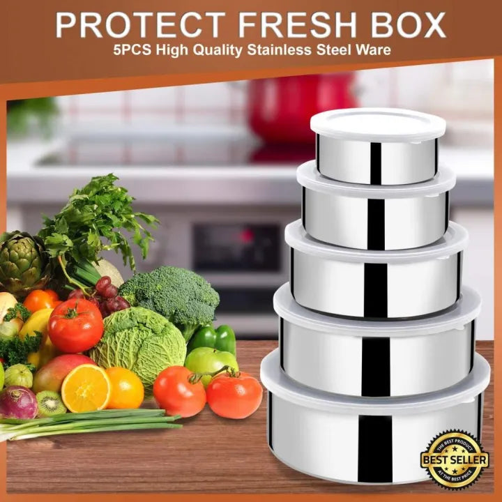 Stainless Steel Bowl,  Food-Grade, Rust-Resistant Mixing and Serving, Set of 5