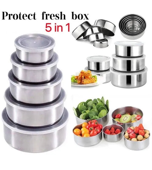 Stainless Steel Bowl,  Food-Grade, Rust-Resistant Mixing and Serving, Set of 5