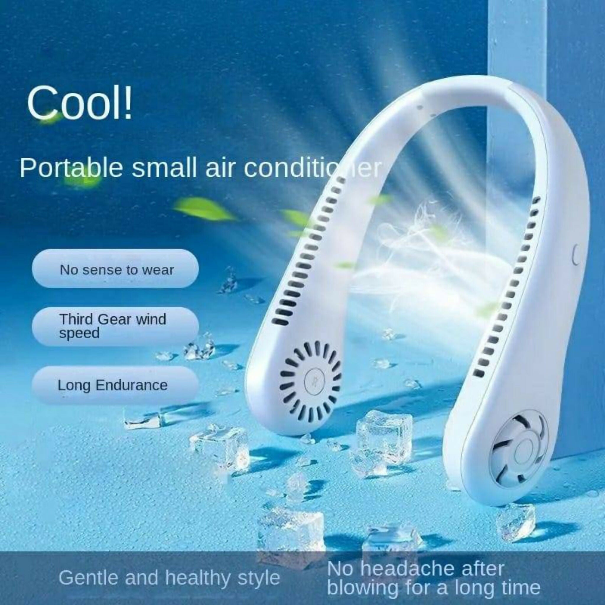 Portable Bladeless Neck Cooler – USB Rechargeable 360° Neck Fan | Hands-Free Personal Cooling