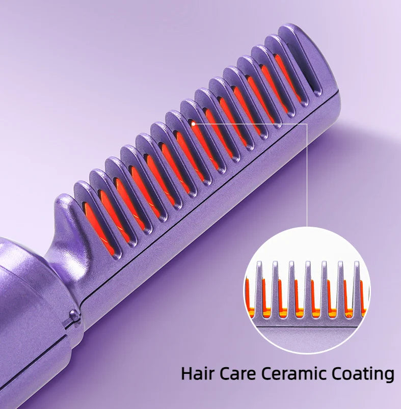 Hair Straightener, Mini Hair Brush Ceramic Coated Portable Styling Comb