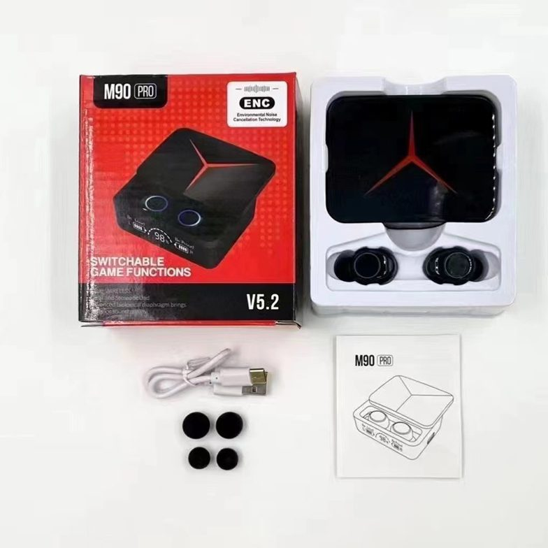 M90 Pro Gaming Earbuds, Bluetooth 5.3 Wireless Earphones with ENC Noise Reduction