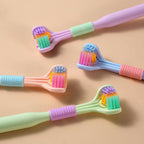 Three-Sided Soft Hair Toothbrush | Wrap-Around Deep Cleaning Manual Toothbrush for Adults & Children (Random Color, 1 Pc)