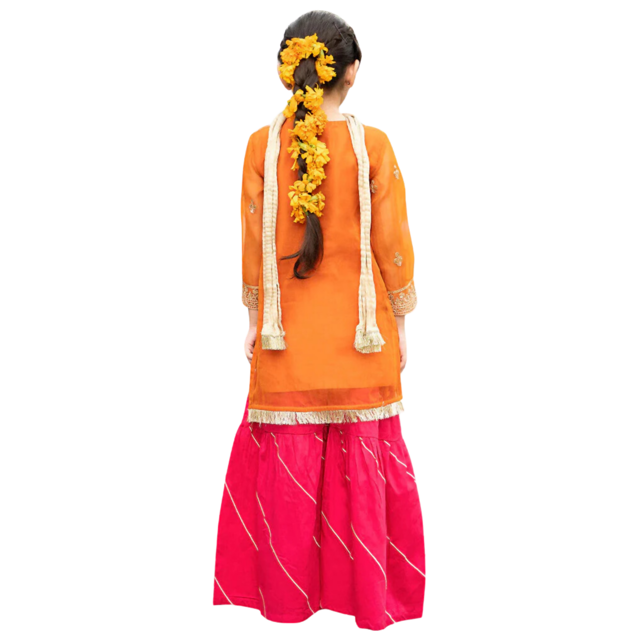 Net & Malai Suit, Embroidered Front & Fancy Chunn Dupatta, for Kids'