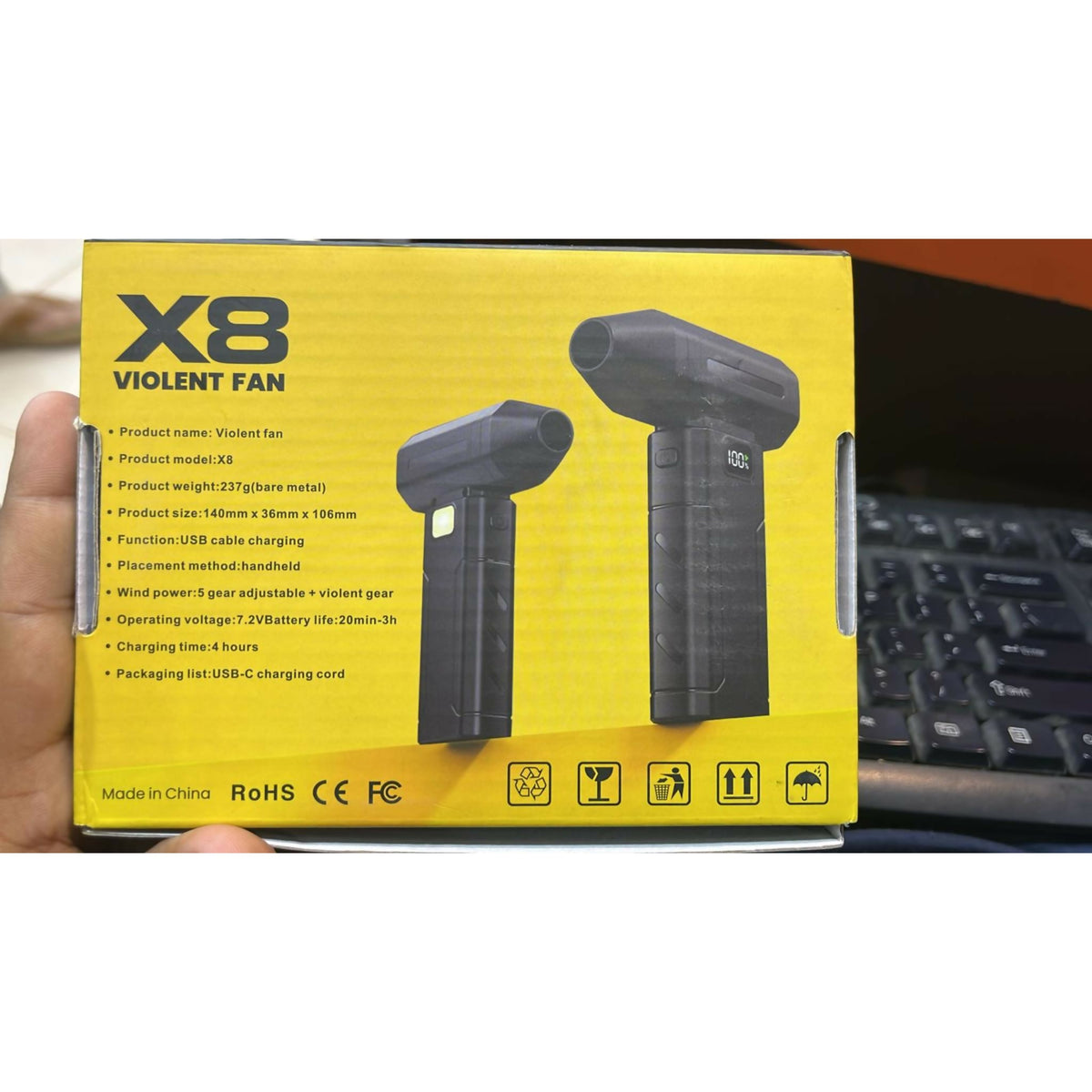 X8 Violent Fan Mini Jet Fan Handheld USB Rechargeable Brushless Powerful Airflow Fan