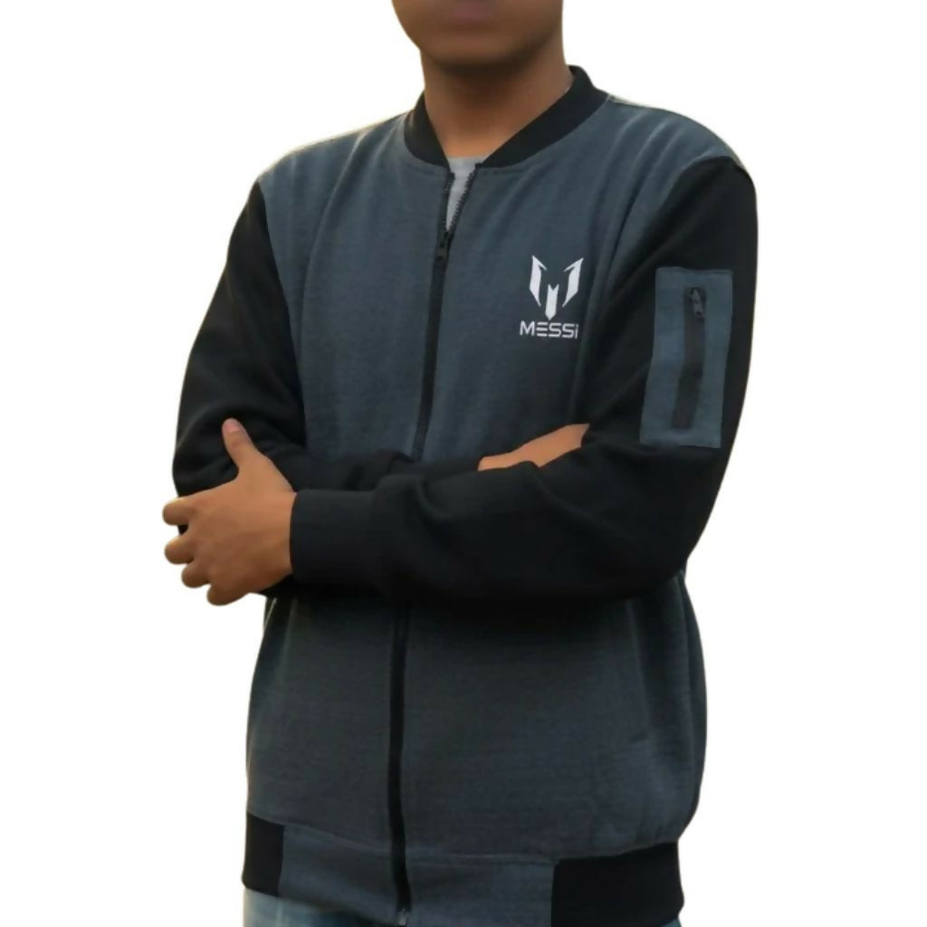 Charcoal Grey Messi Zipper Jacket