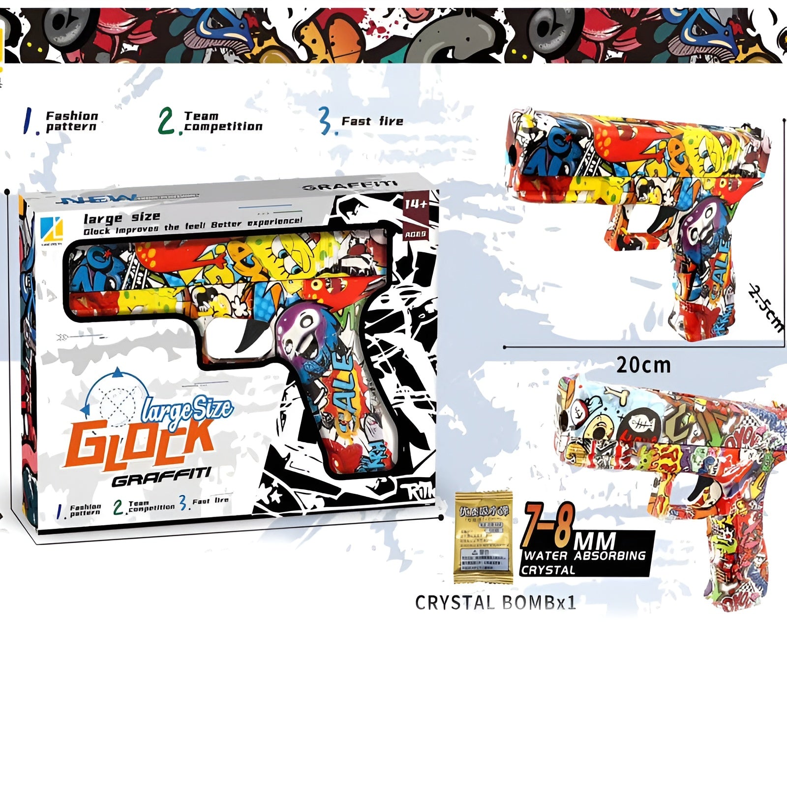 Large Size Graffiti Style Manual Soft Bullet Gun Toy for Kids & Teens
