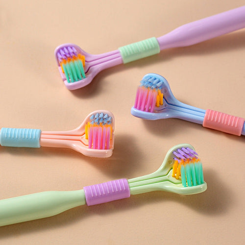 Three-Sided Soft Bristle Toothbrush, Wrap-Around Deep Cleaning - 3pcs pack