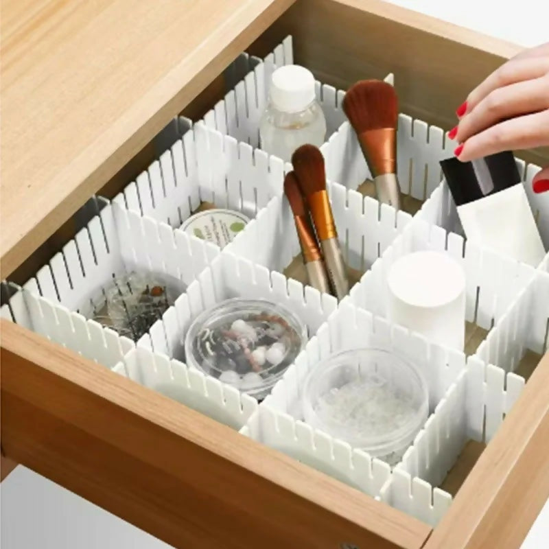 Pack of 4 Plastic Drawer Dividers – DIY Adjustable Partition Boards for Cabinets, Wardrobes & Household Storage.(Random Color)