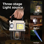 Solar Powered Hanging Camping Light, Dual Charging LED Lantern